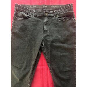 Rugby University Men's Black Jeans 38x30 Classic Straight Denim Pants Workear